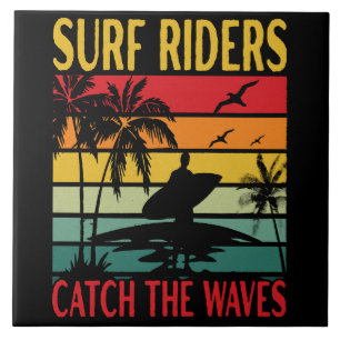 Surf Riders Catch the Waves Tile