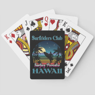 Surf riders Club, Surfing Paradise, Hawaii Playing Cards