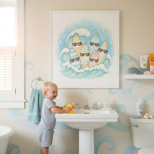 Surf’s Up Bath Crew Kids Bathroom Wall Art