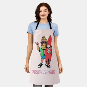 Surf’s Up Dude Bearded Cartoon Surfer Apron