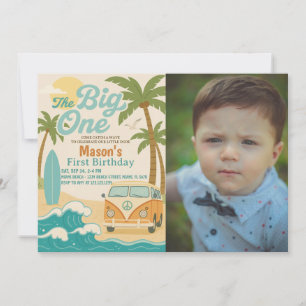 Surf’s Up! Editable The Big One Boy 1st Birthday Invitation