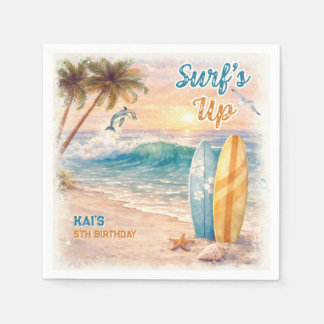 Surf’s Up Retro Beach Birthday Party  Napkin