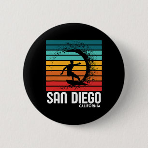 Surf San Diego California Beach Vintage Retro Surf 6 Cm Round Badge