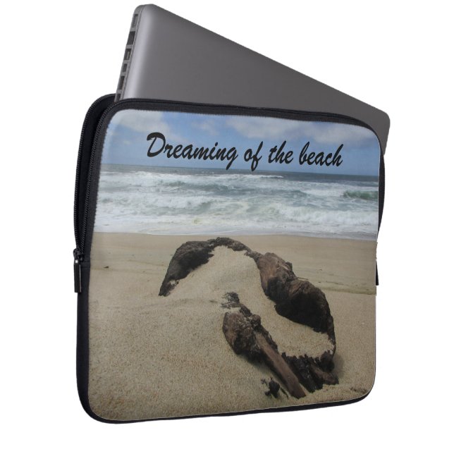 Surf Sand and Driftwood West Coast Landscape Beach Laptop Sleeve (Front Right)