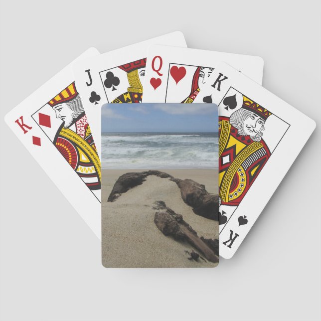 Surf Sand and Driftwood West Coast Landscape Beach Playing Cards (Back)