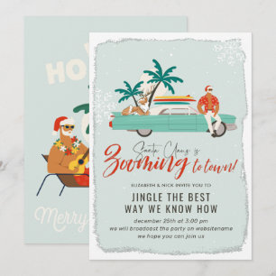Surf Santa Claus   Virtual Christmas Holiday Party Invitation