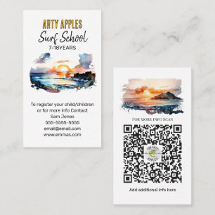 Surf School Beach - Water Sports Instructors Business Card