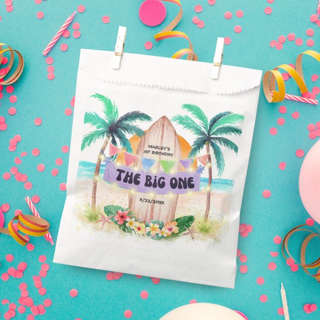 Surf & Sea | The Big One Beach Theme Birthday  Favour Bags (Creator Uploaded)