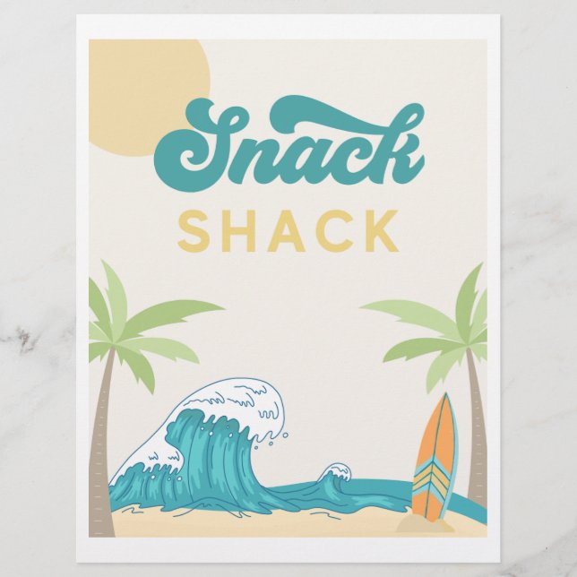 Surf Shack Surf Party Sign | Surf Food Sign (Front)
