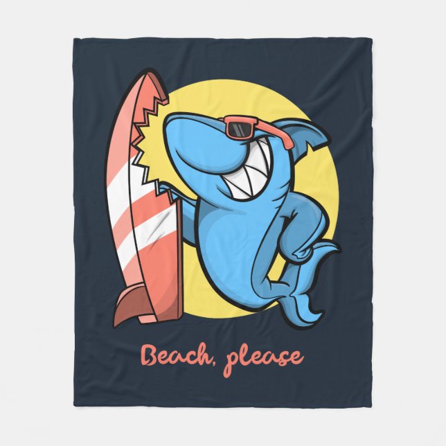 Surf Shark Beach Please Fleece Blanket (Front)