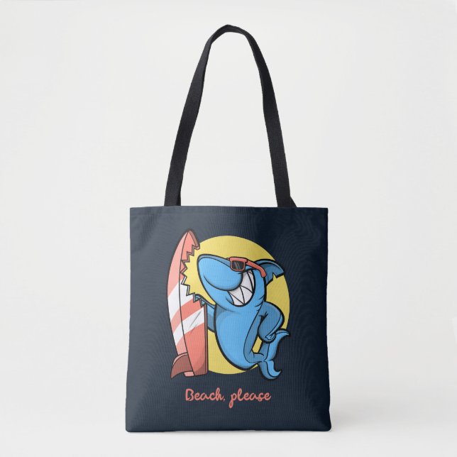 Surf Shark Beach Please Tote Bag (Front)
