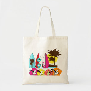 Surf Shop Surfing Ocean Beach Surfboards Palm Tree Tote Bag