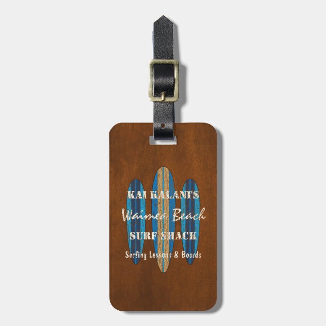 Surf Sign Customise Monogram Hawaiian Surfboards Luggage Tag (Front Vertical)
