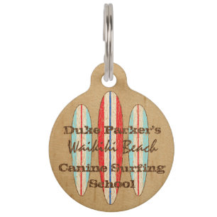Surf Sign Customise Monogram Hawaiian Surfboards Pet Tag
