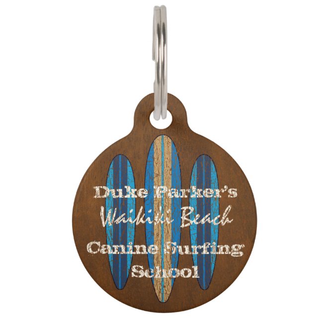 Surf Sign Customise Monogram Hawaiian Surfboards Pet Tag (Front)