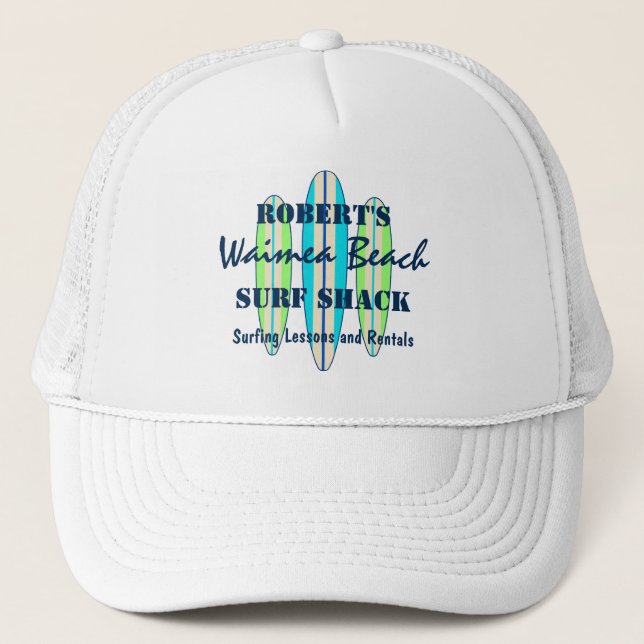 Surf Sign Customise Monogram Hawaiian Surfboards Trucker Hat (Front)