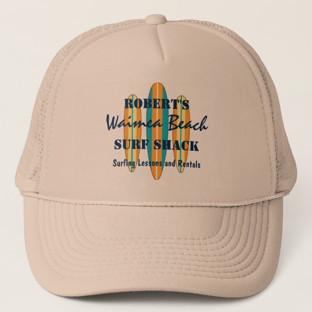 Surf Sign Customise Monogram Hawaiian Surfboards Trucker Hat (Front)