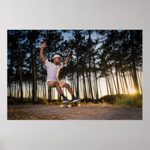 Surf skater training surfing moves poster