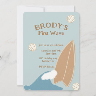 Surf Summer Boy Birthday  Invitation