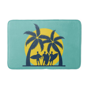 Surf sun and palm trees cool surf bath mat