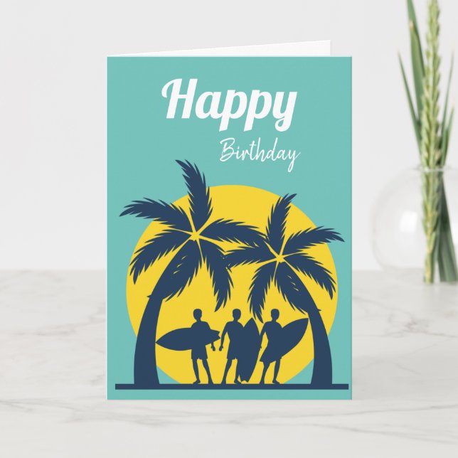 Surf sun and palm trees cool surf card (Front)