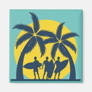 Surf sun and palm trees cool surf magnet