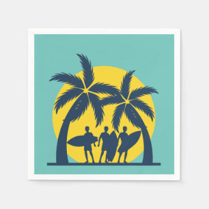 Surf sun and palm trees cool surf napkin