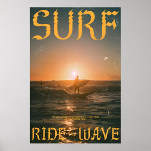 Surf Sunset Art Print Vintage Ocean Wave