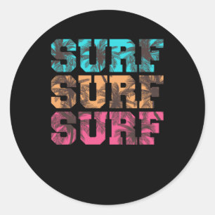 Surf Surf Surf Classic Round Sticker