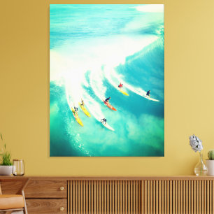 Surf Surfers Surfing Sea Wave Canvas Print 