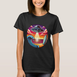 Surf Surfing Surfer Wave Ocean Sunset Outer Space T-Shirt