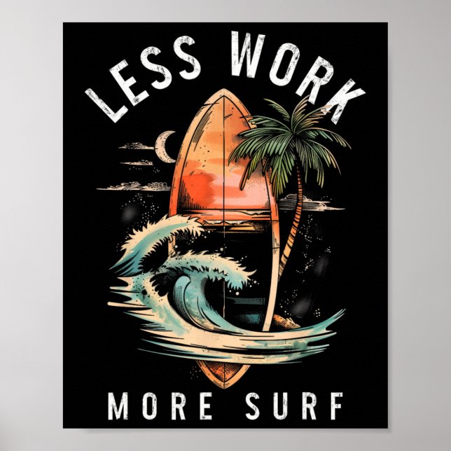Surf Surfing Vintage Surfer  Poster (Front)