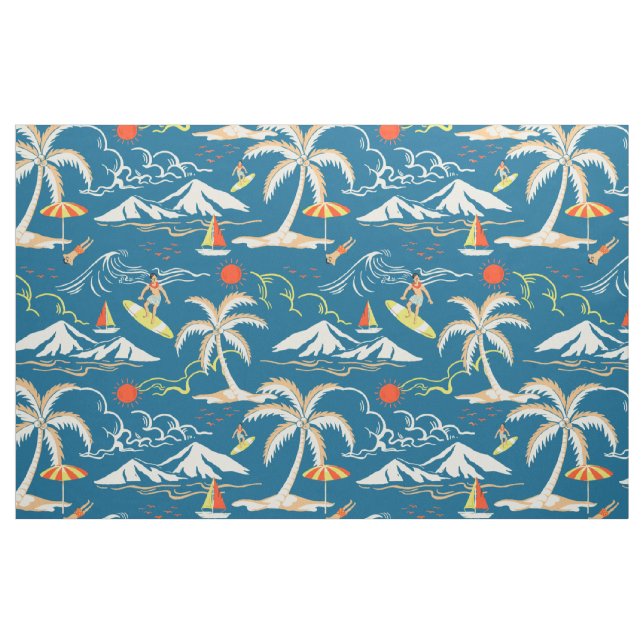 Surf tropical island themed pattern  fabric (Fat Quarter)