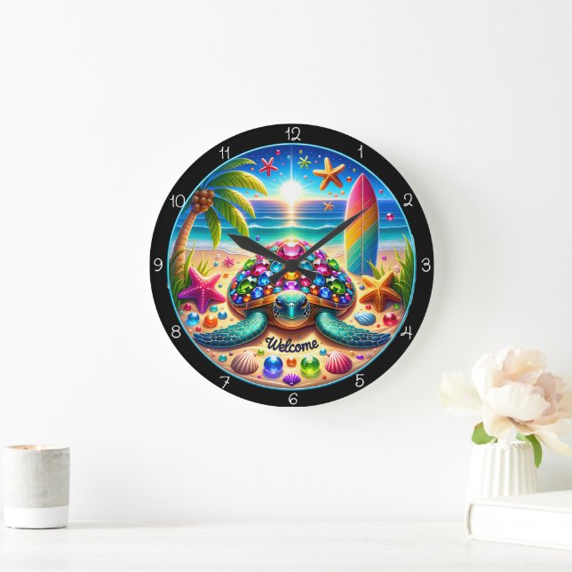 Surf Turtle Beach Welcome Clock (Home)
