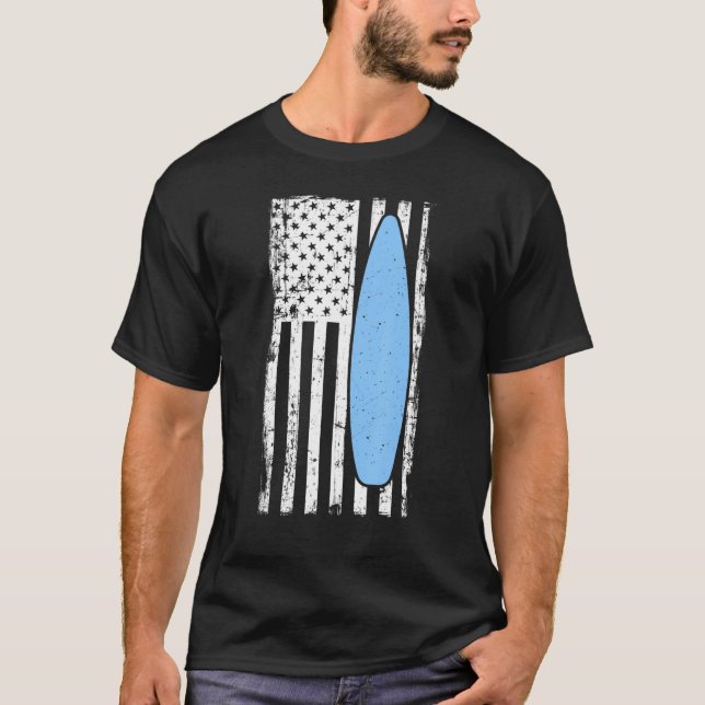 Surf Usa American Flag Boho T-Shirt (Front)