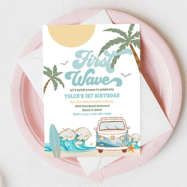 Surf Van Beach Birthday Invitation (Creator Uploaded)