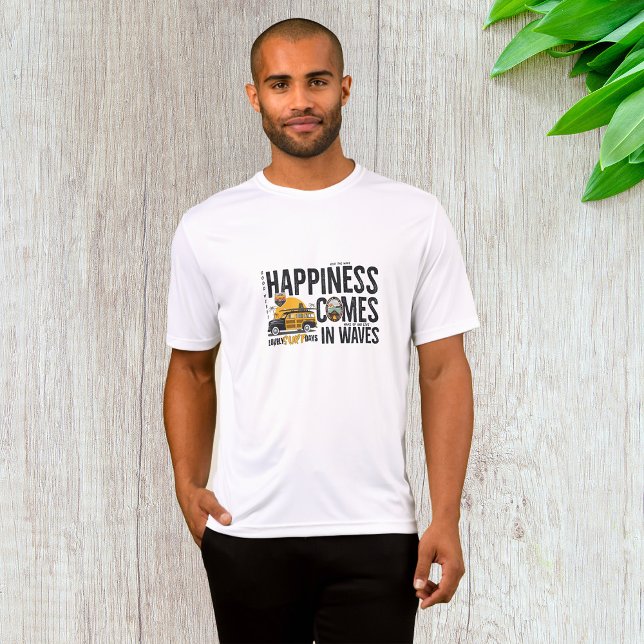 Surf Van Beach Quote Happiness Comes in Waves T-Shirt (Creator Uploaded)