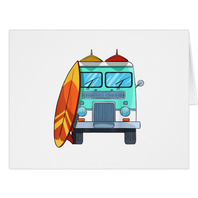Surf Van Surfboard Palm Trees Surfing Surfer Waves (Front Horizontal)