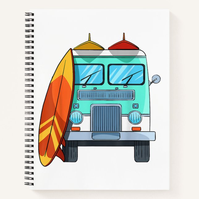 Surf Van Surfboard Palm Trees Surfing Surfer Waves Notebook (Front)