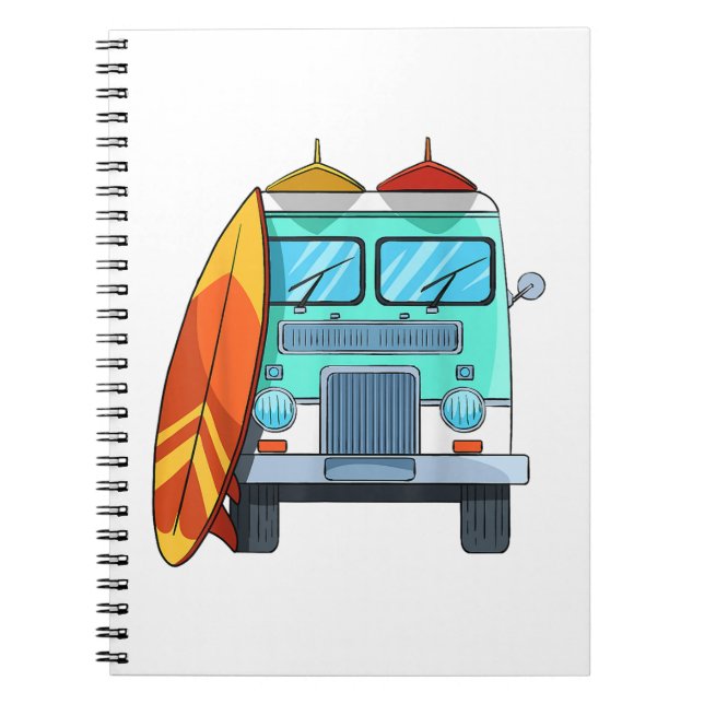 Surf Van Surfboard Palm Trees Surfing Surfer Waves Notebook (Front)