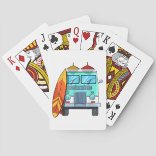 Surf Van Surfboard Palm Trees Surfing Surfer Waves Playing Cards