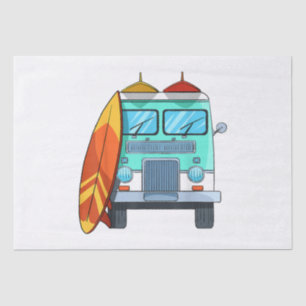 Surf Van Surfboard Palm Trees Surfing Surfer Waves Tissue Paper
