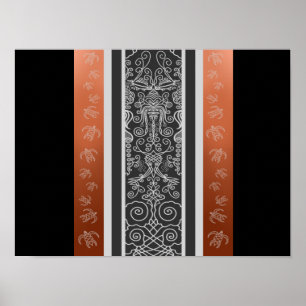 Surf Viking Symmetrical Scroll Flourishing Design Poster