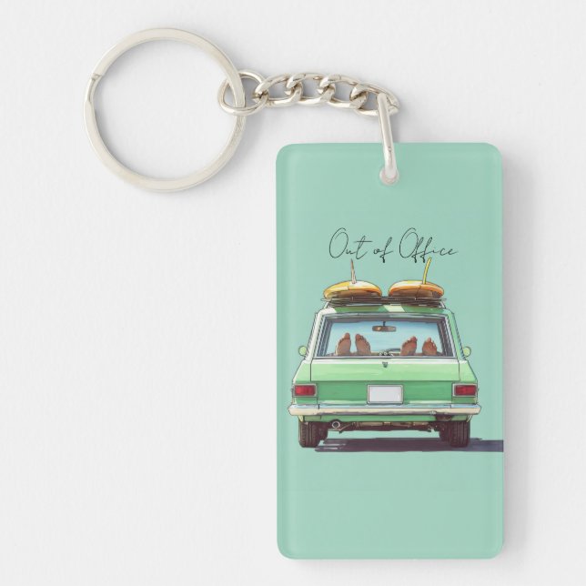 Surf Wagon Road Trip – Retro Beach Car Key Ring (Front)