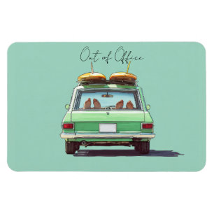 Surf Wagon Road Trip – Retro Beach Car Magnet