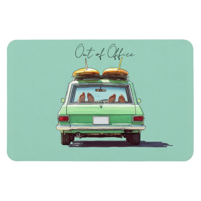 Surf Wagon Road Trip – Retro Beach Car Magnet (Horizontal)