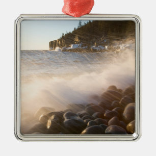 Surf washes over the cobblestones in Monument Metal Tree Decoration