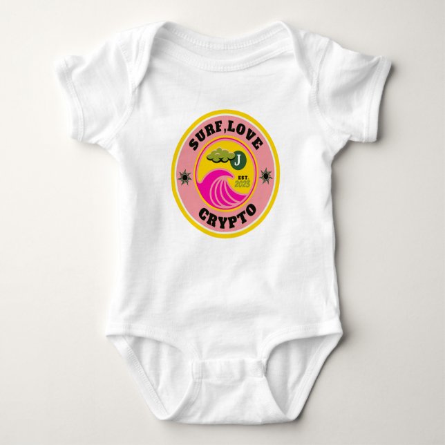 SURF WAVES unisex baby with name and year Bodysuit (Front)