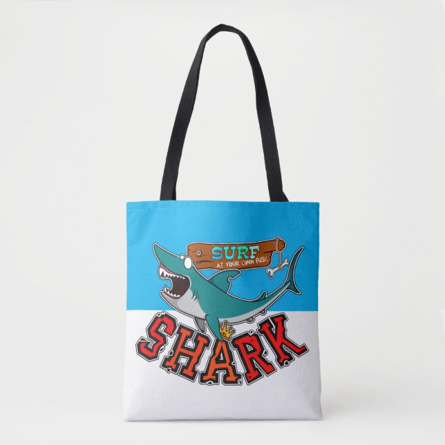 Surf with shark tote bag (Front)