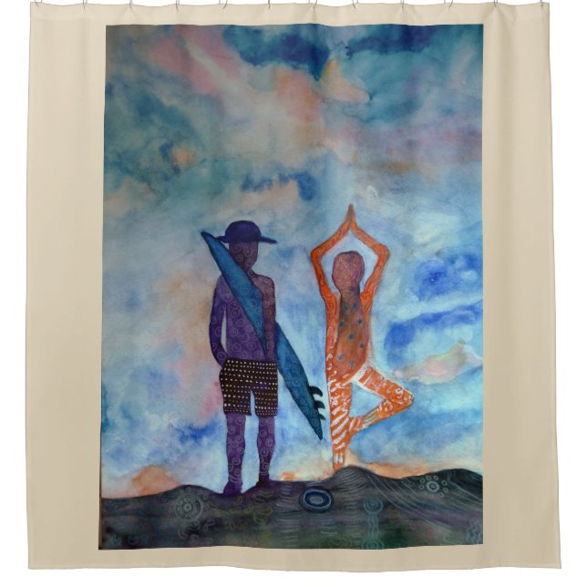 Surf Yoga Shower Curtain (Front)